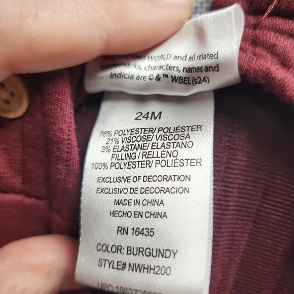 Kids Burgundy Hogwarts Overalls - Picture 3 of 4